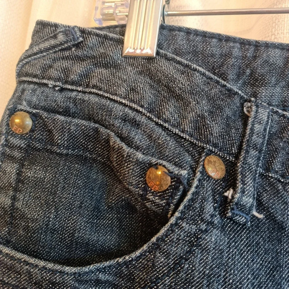 Free People Womens 31 Dark Wash Straight‎ Leg Denim Jeans Mid Rise Vtg Casual